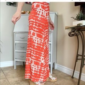Loveappella Bohemian Orange Tie Dye Maxi Skirt Size S